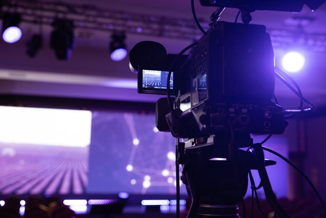 Professional video production studio with cameras and lights