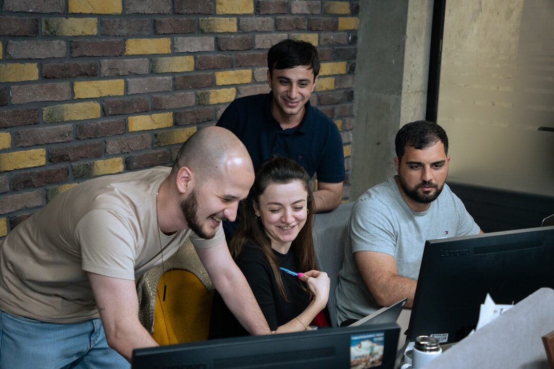 Professional team working in a modern media agency